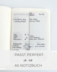 Der prettyORGANIZED Wochenplaner passt gefaltet in ein A5 Notizbuch oder ungefaltet in ein A4 Notizbuch - ohne Ränder die herausschauen