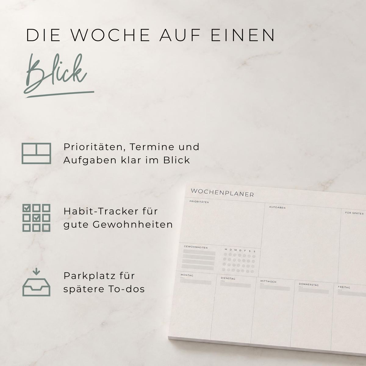 Wochenplaner Block prettyorganizedDE