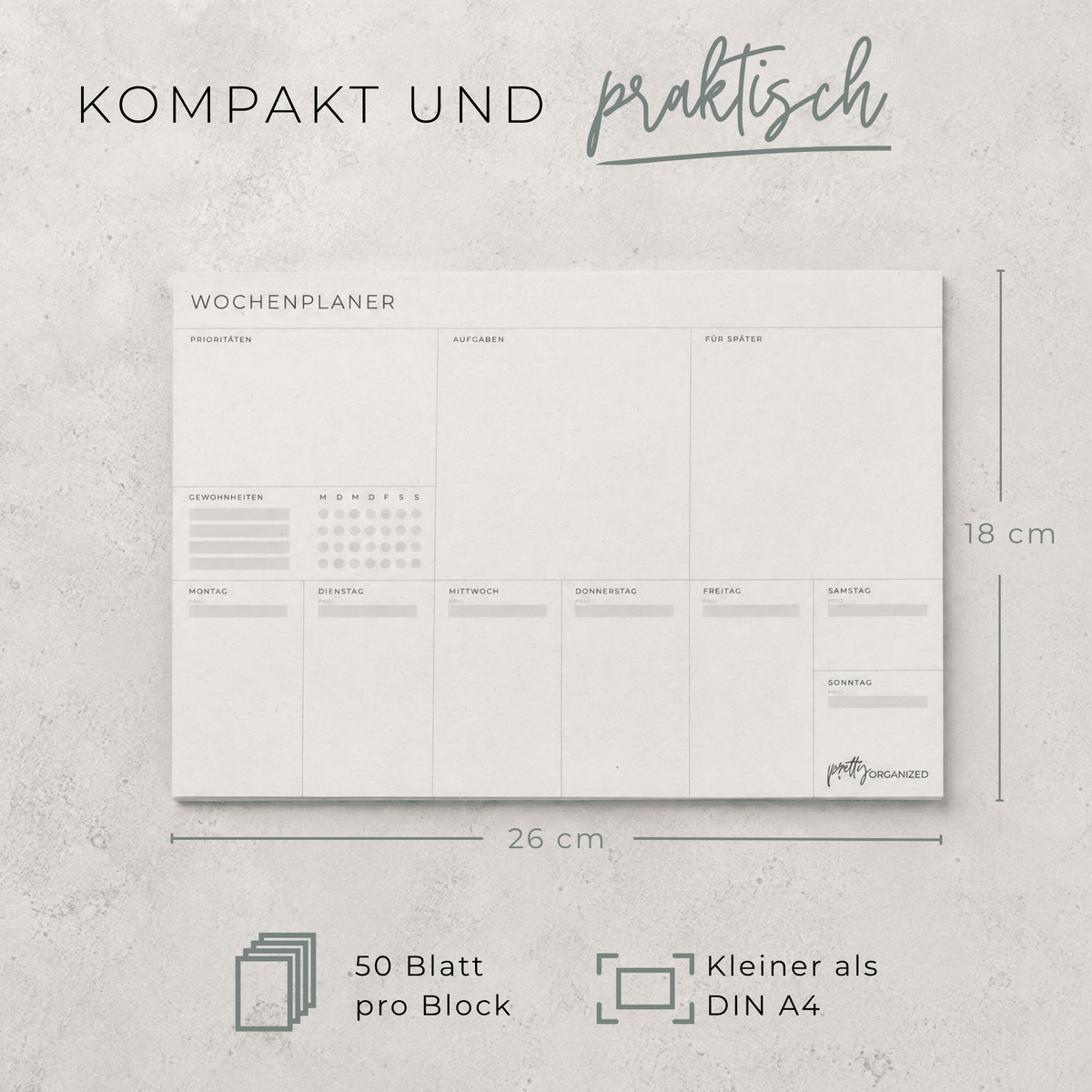 Wochenplaner Block prettyorganizedDE