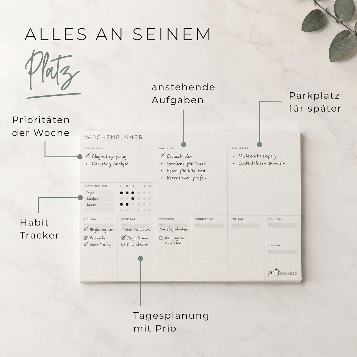 Wochenplaner Block prettyorganizedDE
