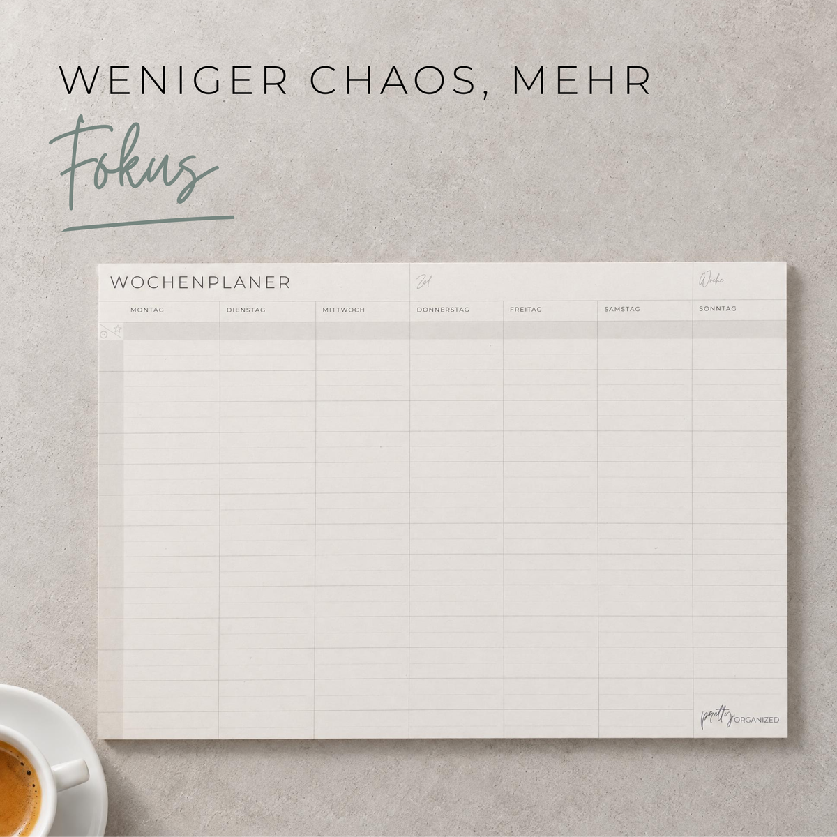 Wochenplaner Block mit Uhrzeiten prettyorganizedDE