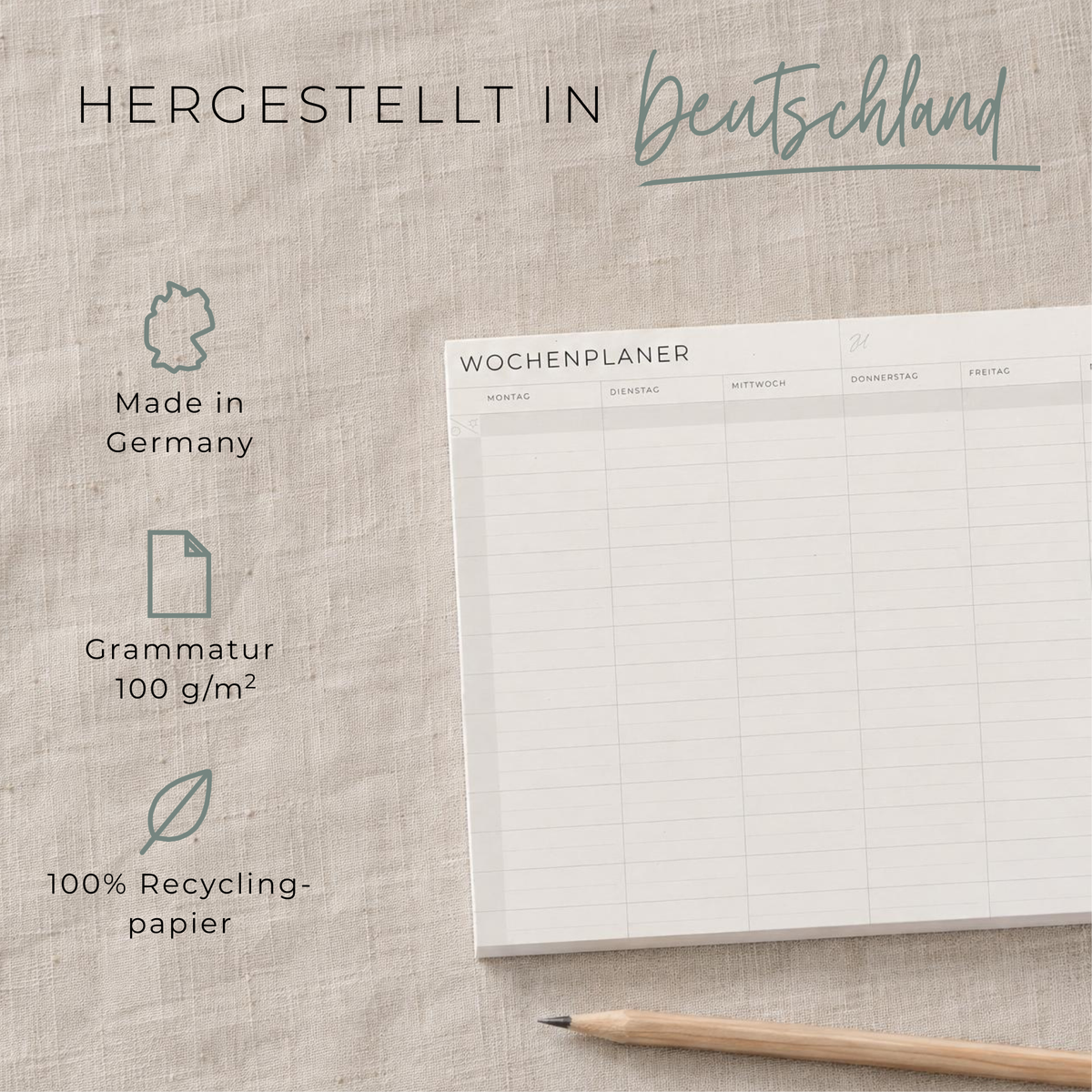 Wochenplaner Block mit Uhrzeiten prettyorganizedDE