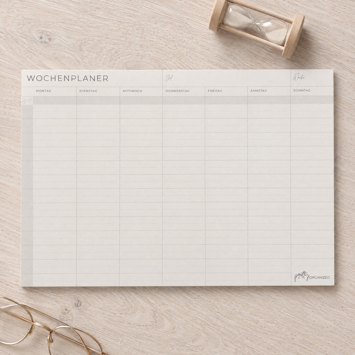 Wochenplaner Block mit Uhrzeiten prettyorganizedDE