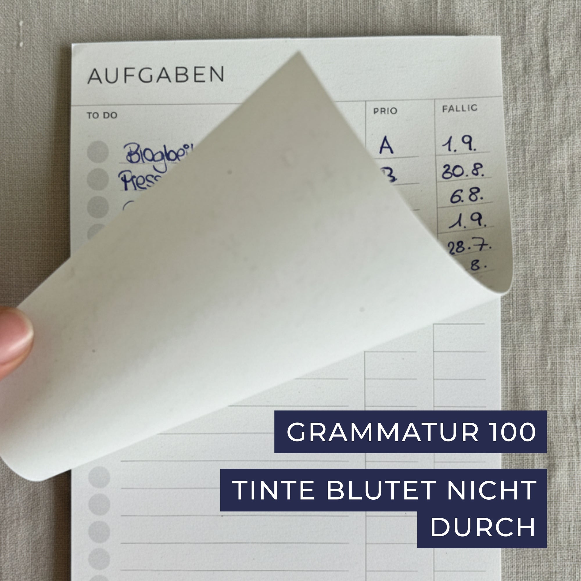 To Do Liste hochwertig Grammatur 100 ohne Durchbluten