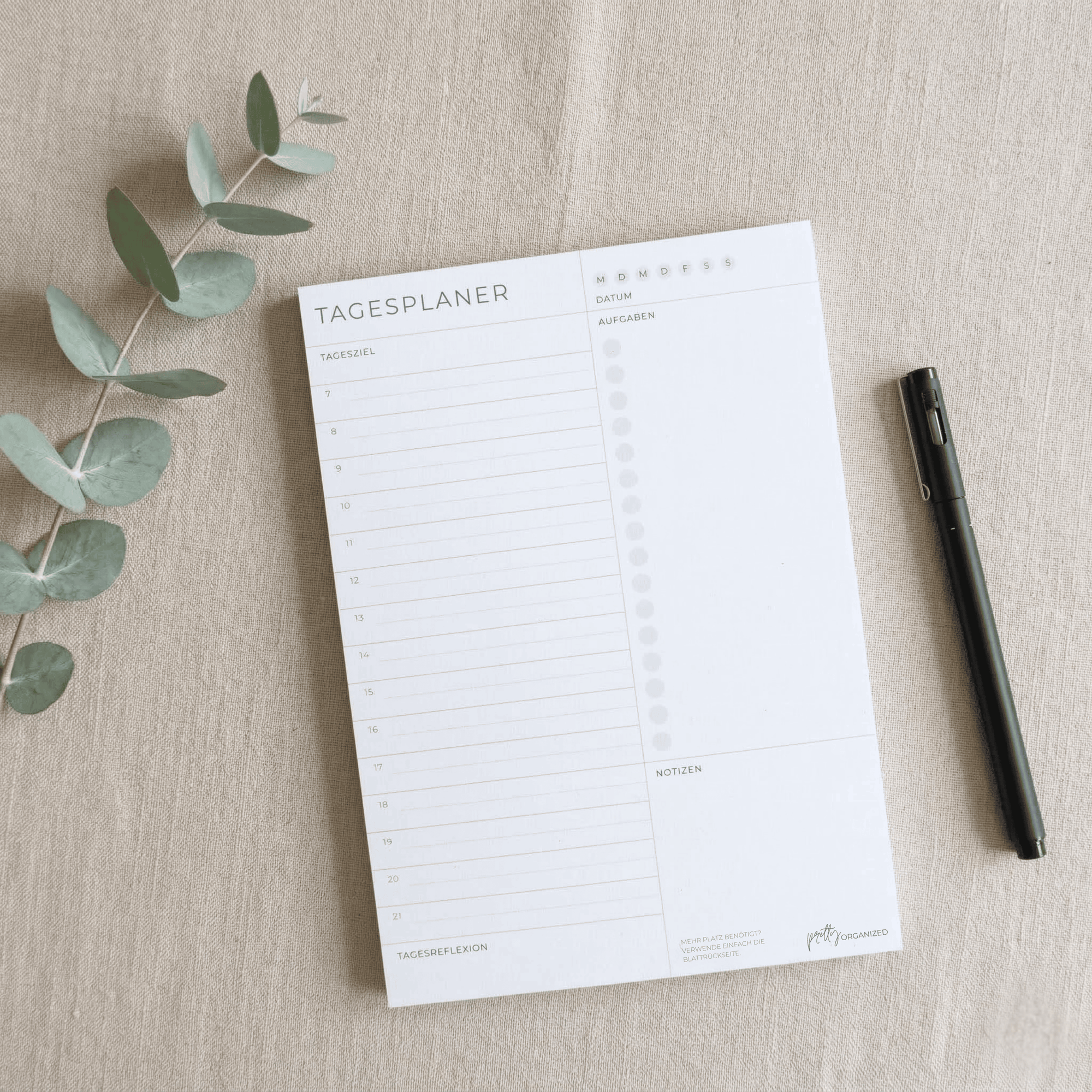 prettyORGANIZED Tagesplaner Block mit Aufgaben