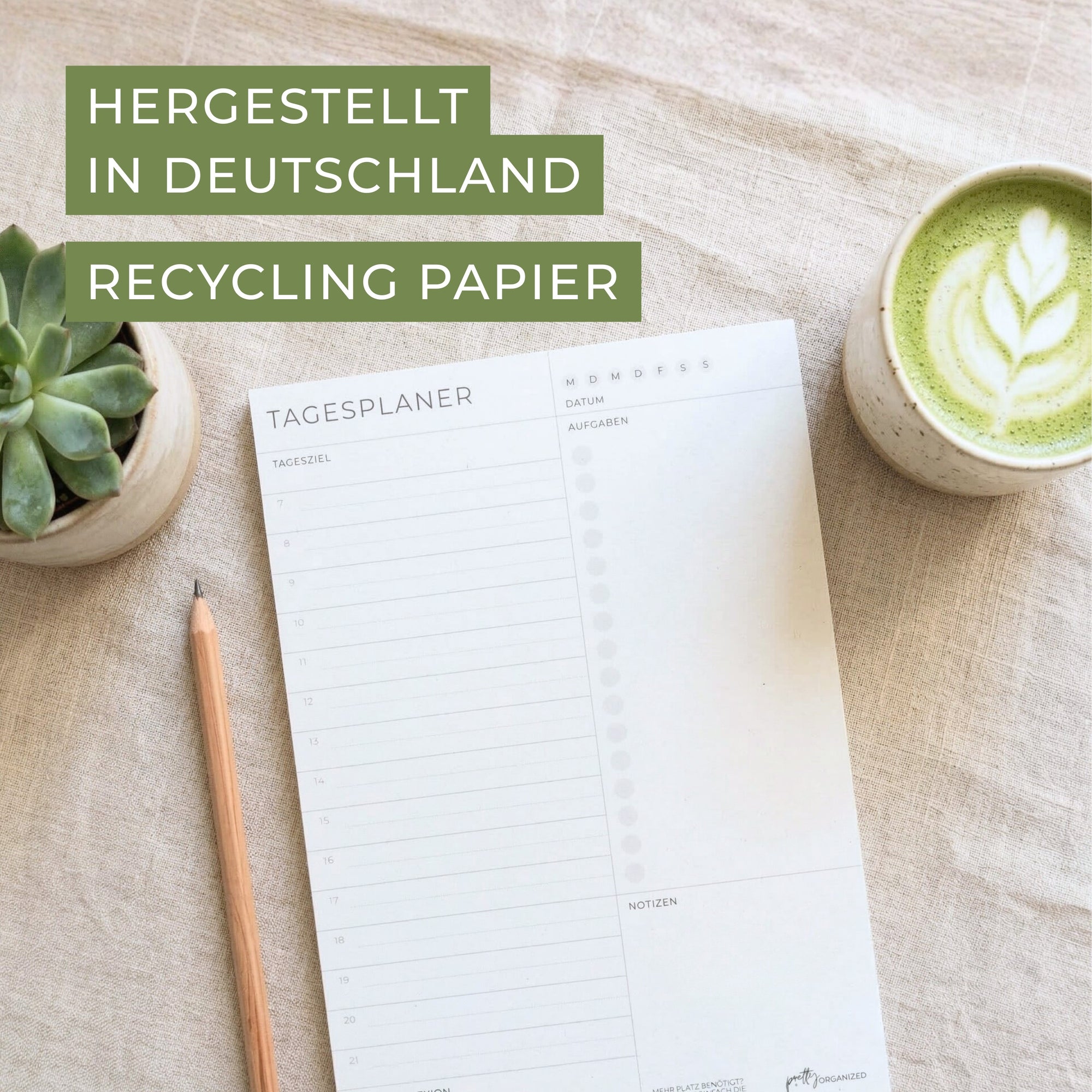 prettyORGANIZED Wochenplaner Block aus Deutschland nachhaltig hergestellt