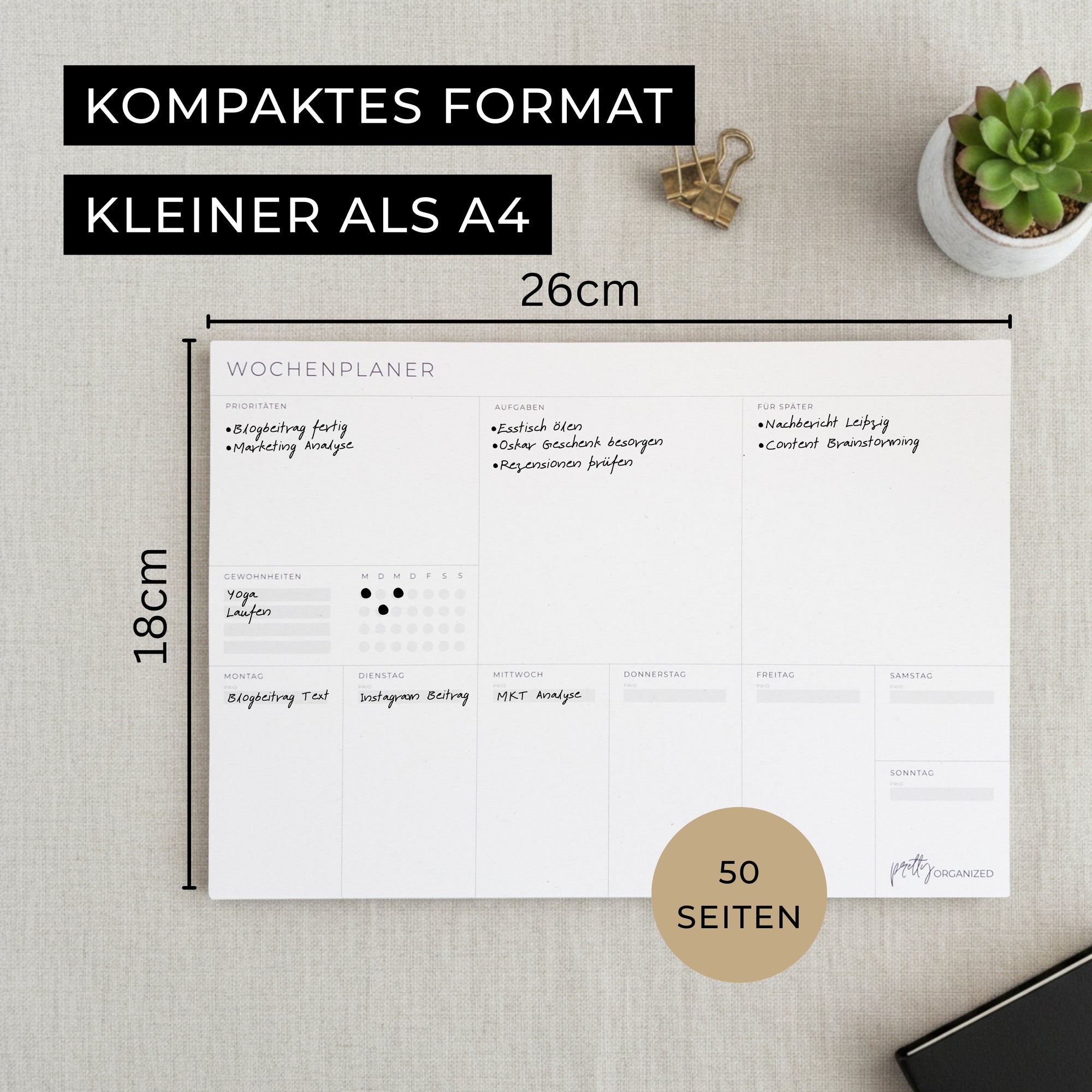 prettyORGANIZED Wochenplaner kompaktes Format